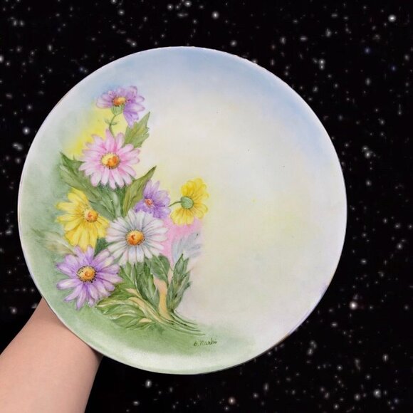Holiday China Plate Germany Hand Painted Signed by Artist 1950-1960's Ceramic - Picture 1 of 14